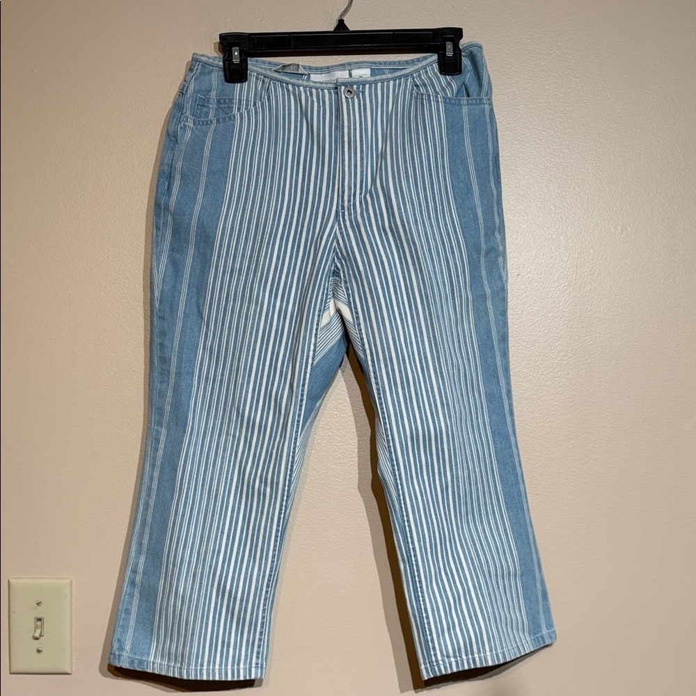 Liz Claiborne Blue and White Striped Capris